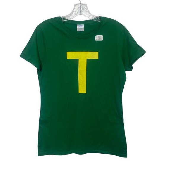 Port & Company Letter T-Theodore Chipmunk Graphic Tshirt Womens Small Green New - Picture 1 of 9
